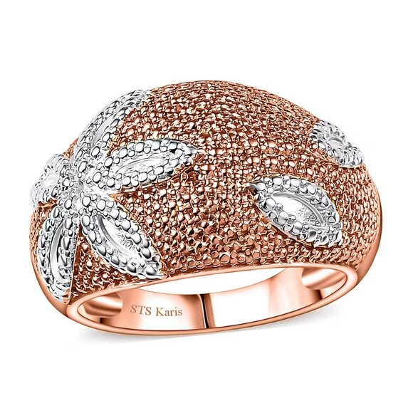 Starfish Ring  with Champagne Diamond Accent in 18K RG Plated Brass - Picture 1 of 3